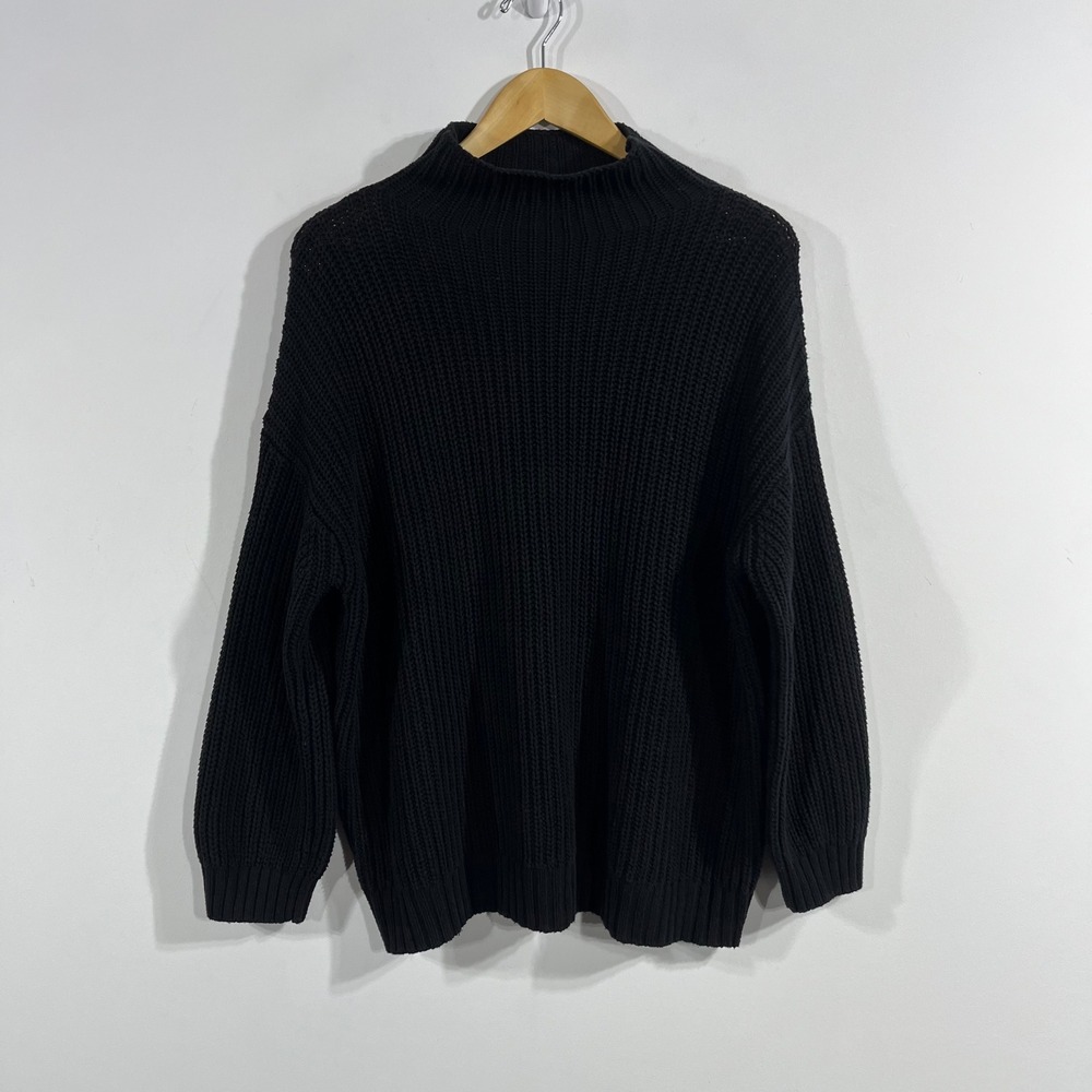 American Eagle 90s Mock Neck Parisian Capsule Sweater Black XS/S Oversized Knit